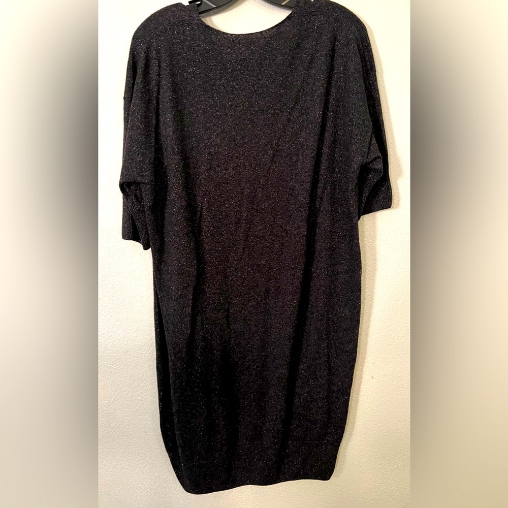 Lacoste brand sweater dress in dark gray with gold flecks - Picture 3 of 4